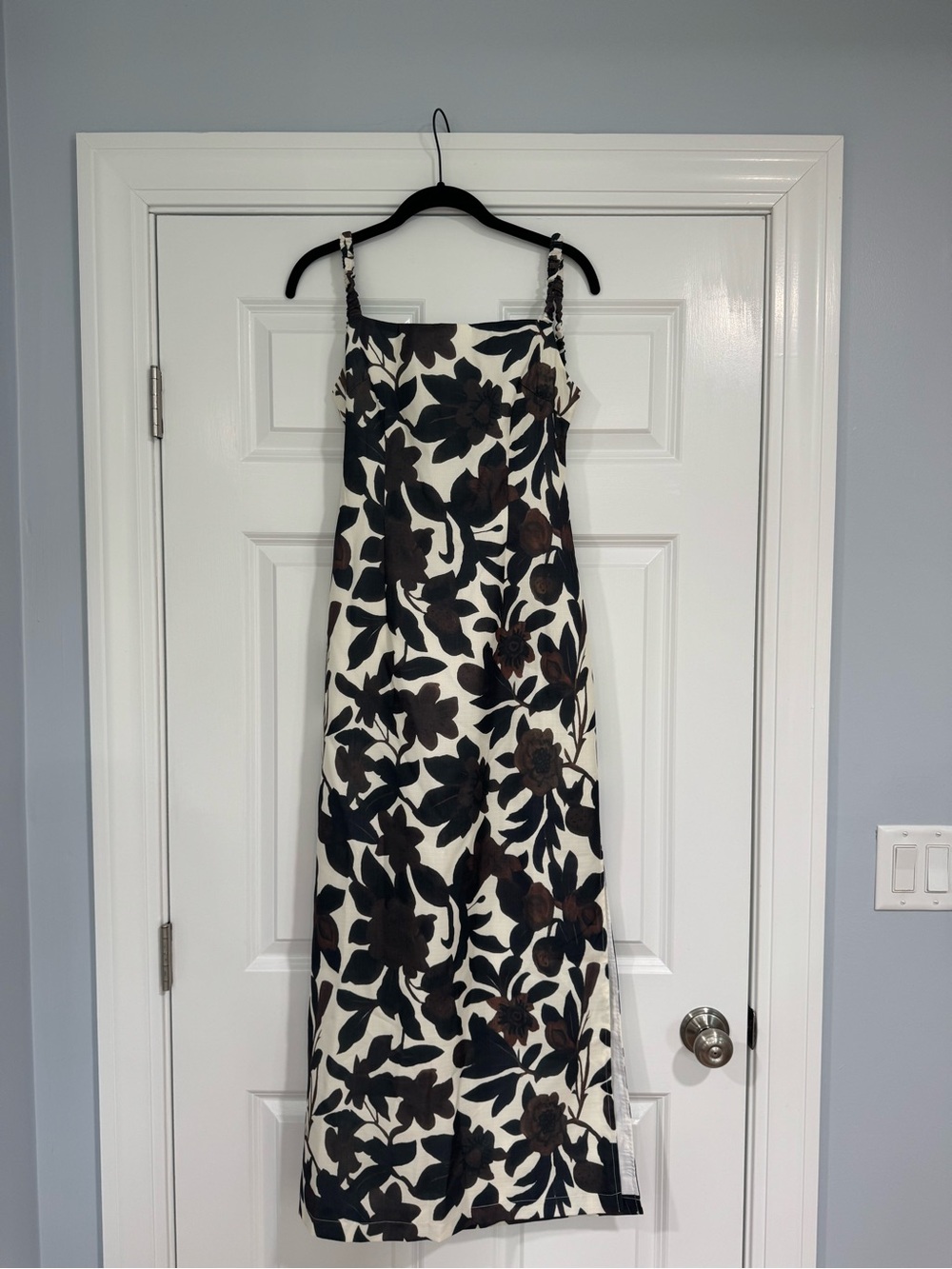 Commense Cream Maxi Dress with Black and Brown Floral Print
